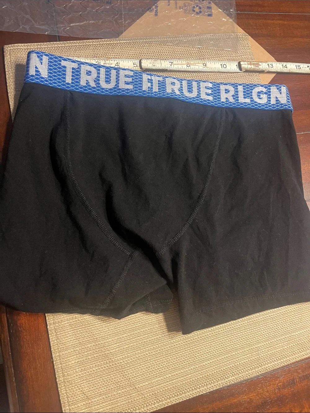 .23. True Religion Black cotton Boxer Briefs with Blue Logo Waistband large